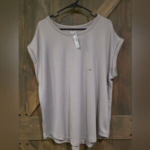 Maurices 24/7 Dusty Pink Short Sleeve Ribbed Top- Plus Size 0x